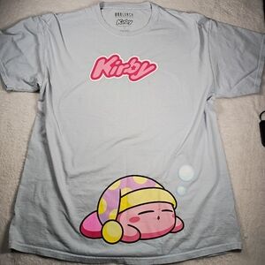 Kirby Graphic T-Shirt BoxLunch Nintendo Pink Blue Tee Size L